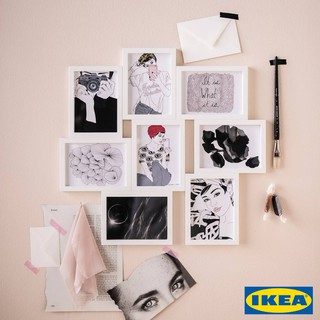 IKEA กรอบรูป 8 ช่อง, ขาว กรอบรูปติดผนัง กรอบรูปอิเกีย ขนาดใหญ่ กรอบรูปใส่ได้หลายรูป