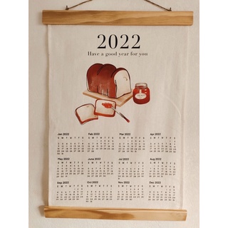 ปฏิทินผ้าแขวนผนัง 2022 minimal style / พร้อมกรอบไม้สนแท้ลายสวย