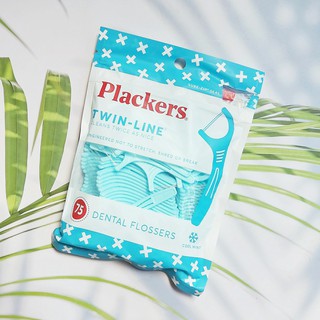 ไหมขัดฟัน แบบเส้นคู่ รสคูลมิ้นต์ Twin-Line Dental Flossers Value Size Cool Mint 75 หรือ 150 Count (Plackers®)