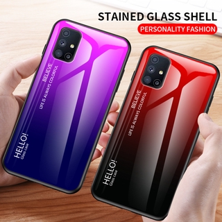 Samsung Galaxy M51 Case【Gradient Tempered Glass Back】Hybrid Thin Shockproof Cover Case