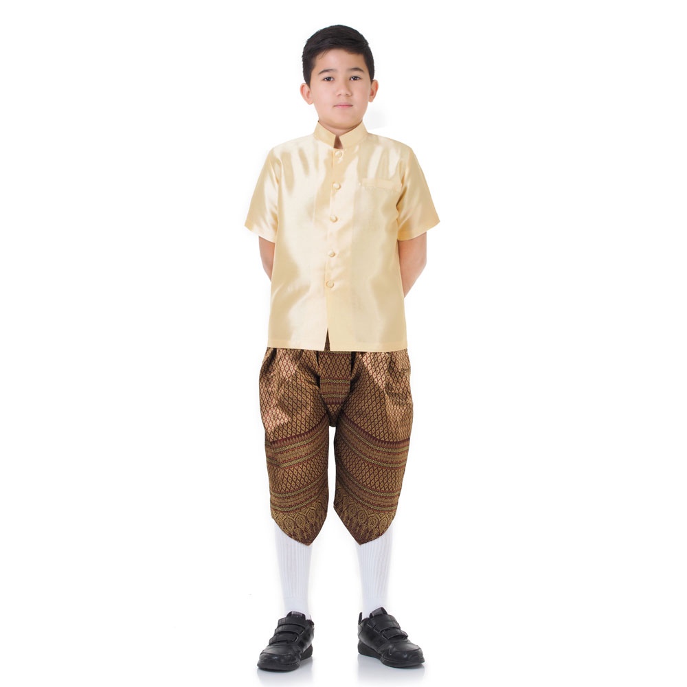 ชุดไทยเด็กผู้ชาย ชุดพี่หมื่นเด็ก ชุดไทยประยุกต์ ชุดไทยเด็กชาย ชุดลอยกระทง ชุดผ้าไหมเด็ก THAI262