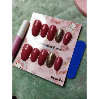 พร้อมส่ง💯เล็บปลอมสีเจลทรงมน💅กาว+ตะไบฟรี‼️