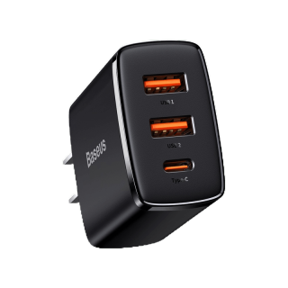 Baseus Compact Quick Charger หัวชาร์จ 30W สามช่องเสียบ 2U+1C หัวชาร์จ Adapter สำหรับโทรศัพท์มือถือ แท็บเล็ต