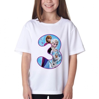 เสื้อยืดผ้าฝ้ายพิมพ์ลาย เสื้อยืด พิมพ์ลายตัวเลข Frozen 19 สําหรับวันเกิด