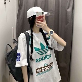 เสื้อ adidas ผู้หญิง เสื้อเกาหลี แขนสั้น แต่งระบาย แฟชั่นเกาหลี สวยเก๋ ผ้านิ่ม ใส่สบาย ผ้าฝ้าย 100% M15