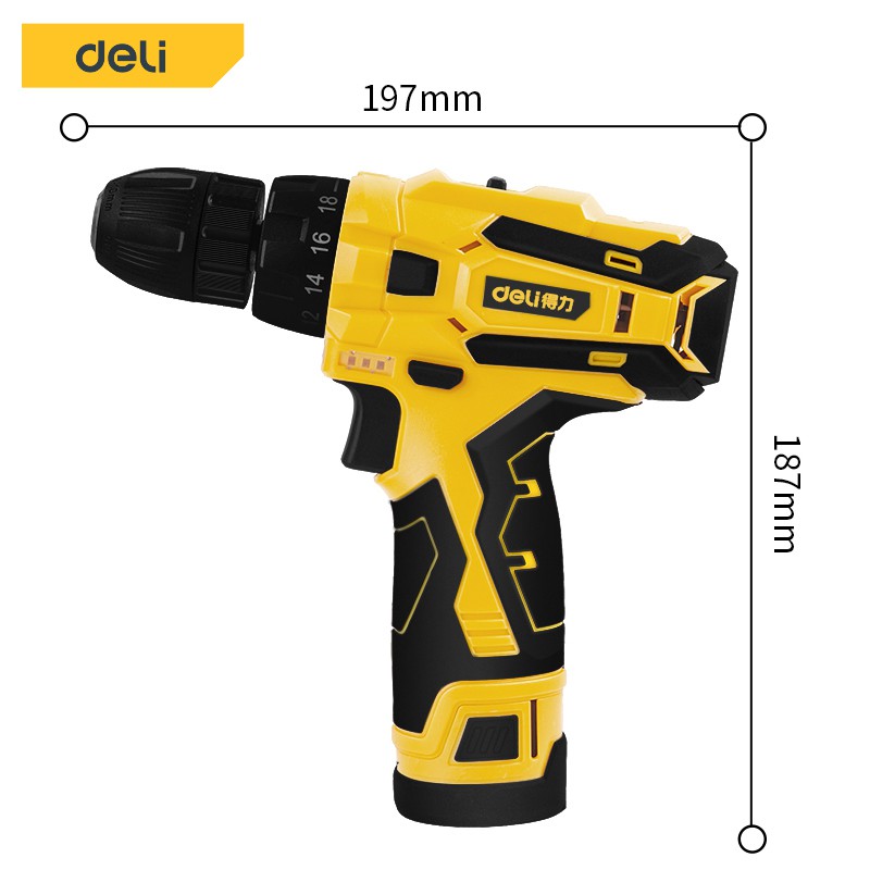 Deli สว่านไร้สาย สว่านไฟฟ้า ไขควงไฟฟ้า สว่านไขควง สว่านเจาะปูนไร้สาย อุปกรณ์ครบครัน Electric Drill - รูปที่ 5