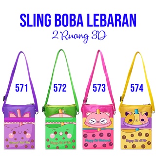 Boba CUP Sling 3D Lebaran 2-room กระเป๋าสะพายไหล่ กระเป๋าสตางค์ สําหรับเด็ก Fitrah Angpao Eid Al-Fitr Eid Al Fitr