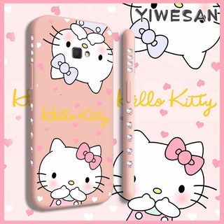 สำหรับ Samsung galaxy J7 Prime 2018 J7 prime 2 เคสโทรศัพท์แมว Hello Kitty การ์ตูนกรอบซิลิโคนนิ่มทรงสี่เหลี่ยมกันกระแทกมีขอบเคสคลุมทั้งหมดเคสป้องกันกล้องด้านหลังเคสใส่โทรศัพท์แบบนิ่ม