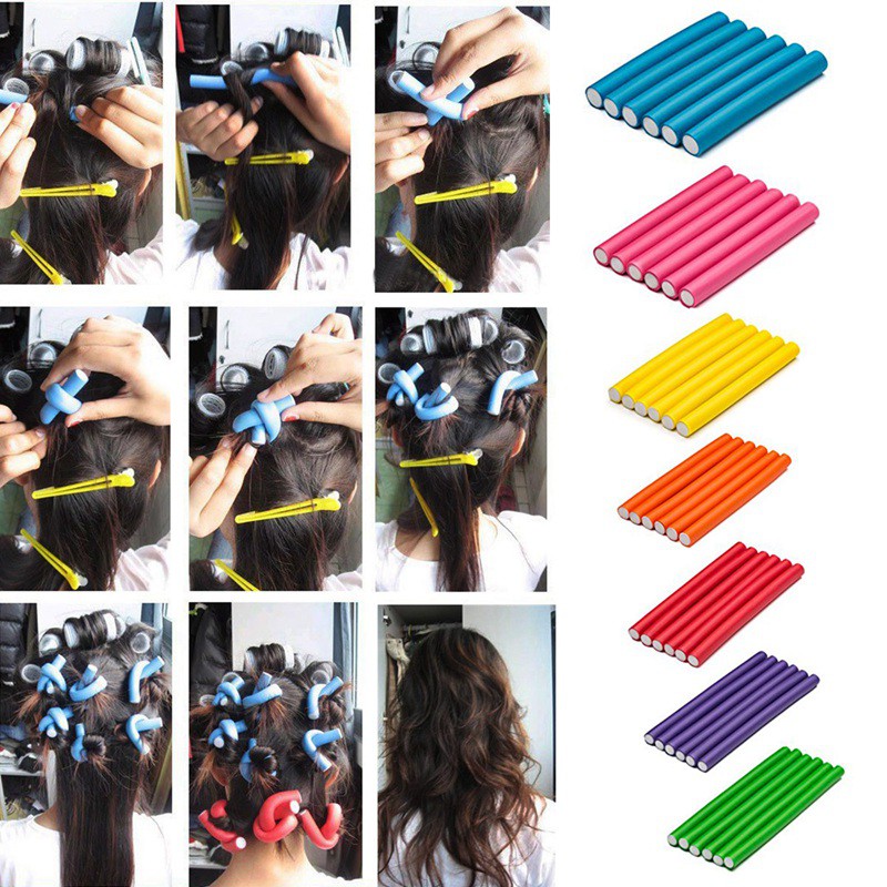 42pcs/set No Harmful Hair Curling flexi rods 7 styles Bendy Twist Magic