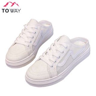 TOWAY-รองเท้าผ้าใบ รองเท้าผ้าใบเปิดส้น แฟชั่น รุ่น YES-911 สวมใส่สบาย (บวกเพิ่ม 1 ไซส์)