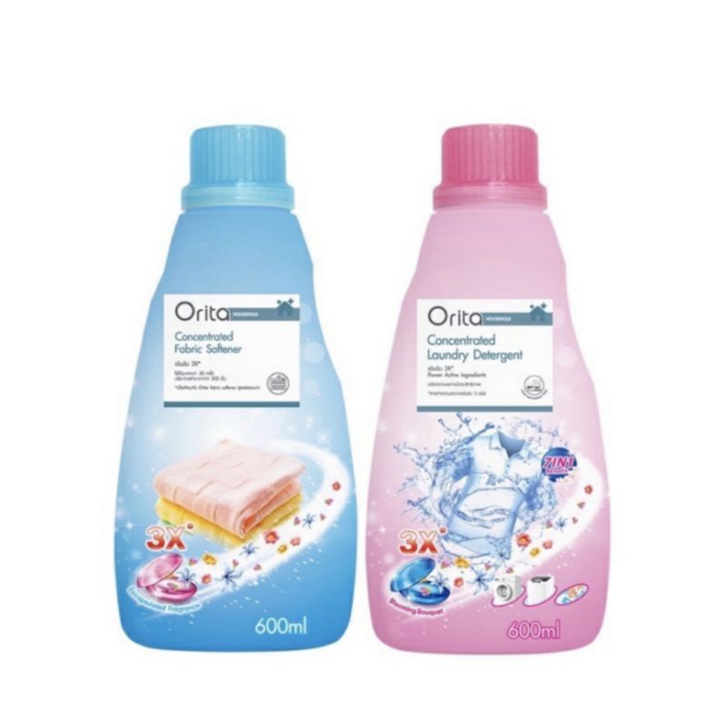 Orita โอริต้า น้ำยาซักผ้า/น้ำยาปรับผ้านุ่ม เข้มข้น 3 เท่า ขนาด 600ml & รุ่นถุงเติม 550มล.