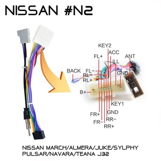 ปลั๊กตรงรุ่นจอแอนดรอย NISSAN N2 MARCH ALMERA JUKE SYLPHY   PULSAR NAVARA TEANA J32