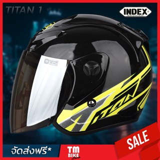 หมวกกันน็อค Index หมวกกันน็อคถูก รุ่น Titan 1 รุ่นใหม่ล่าสุด BLACK GREEN (สีดำ/เขียว) by TM BIKE SHOP