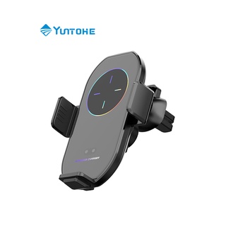 Yuntonghe 15W Car Mounts wireless charger ที่ตั้งโทรศัพท์อัจฉริยะ ปรับระดับอัจฉริยะ/ที่ชาร์จไร้สาย/หมุนได้360องศา