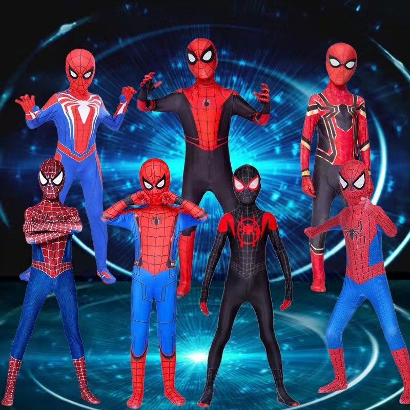 Spiderman Parallel Universe cos เครื่องแต่งกายสไปเดอร์แมน เครื่องแต่งกาย สไปเดอร์แมนสีดำตัวน้อย ไมเยอร์ส ชุดสไปเดอร์แมนเ
