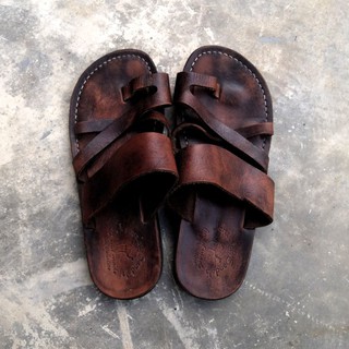 รองเท้าแตะหนัง​ Jerusalem Sandals​ Hand​made​ มือสอง​ สภาพดี