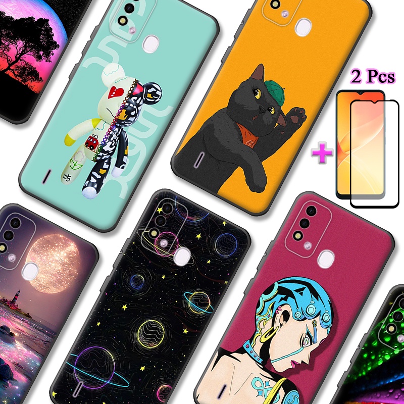 2 IN 1 กรณี ITEL P37 Vision 2S P651L P651W พิมพ์กรณี 2 ชิ้นโค้งเซรามิคหน้าจอ