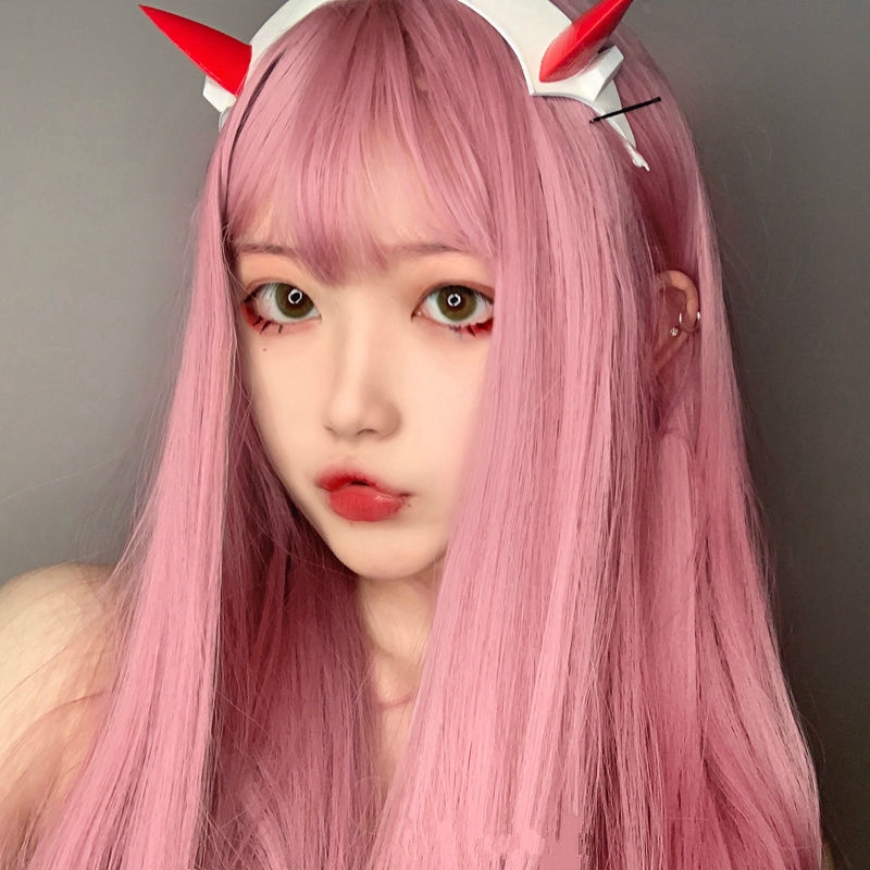 Wig Girl Medium And Long Straight Hair Natural Full Head Hooded