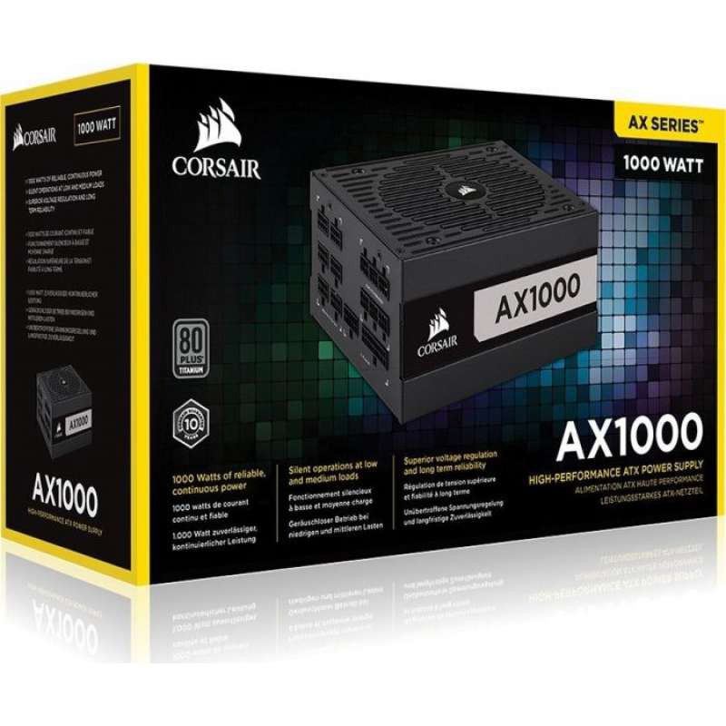 POWER SUPPLY (อุปกรณ์จ่ายไฟ) CORSAIR 1000W AX1000 80 PLUS TITANIUM (CP-9020152-NA)