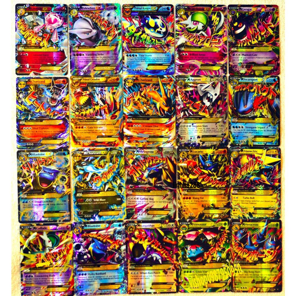 ชุดการ์ด 100 ใบ p0kem0n 60mega+30gx+10 ใบ