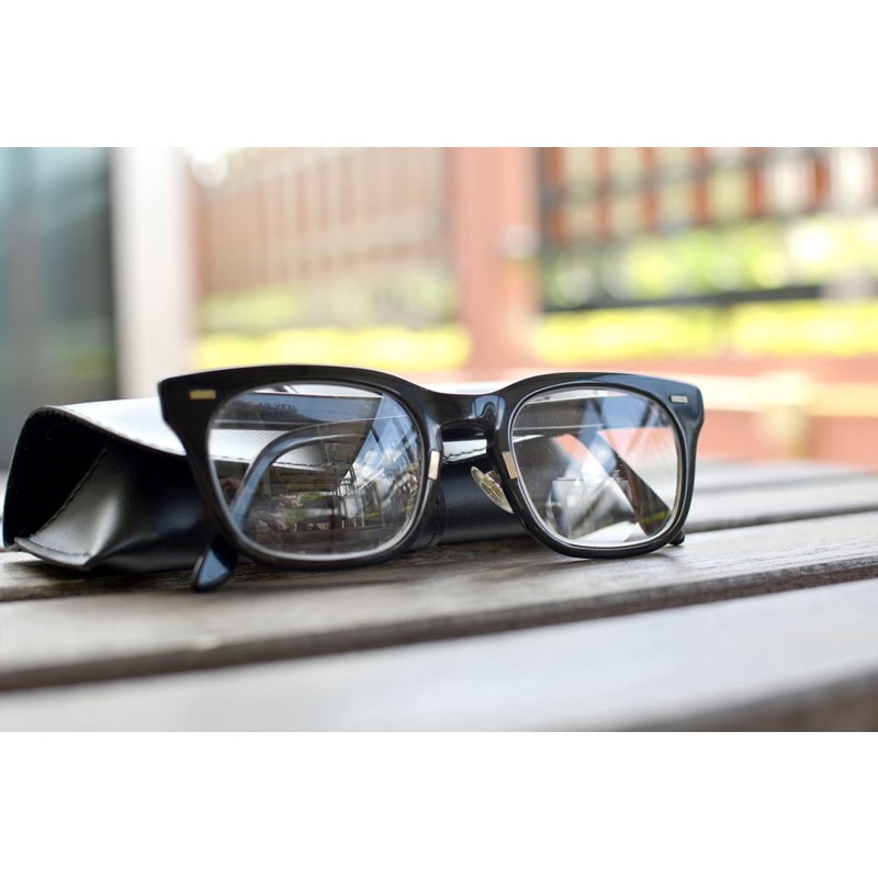 แว่นวินเทจ แบรนด์ Halo (B&L) สีดำ ทรง USS ทหารเมกัน ขนาด 50-22 ปี 50