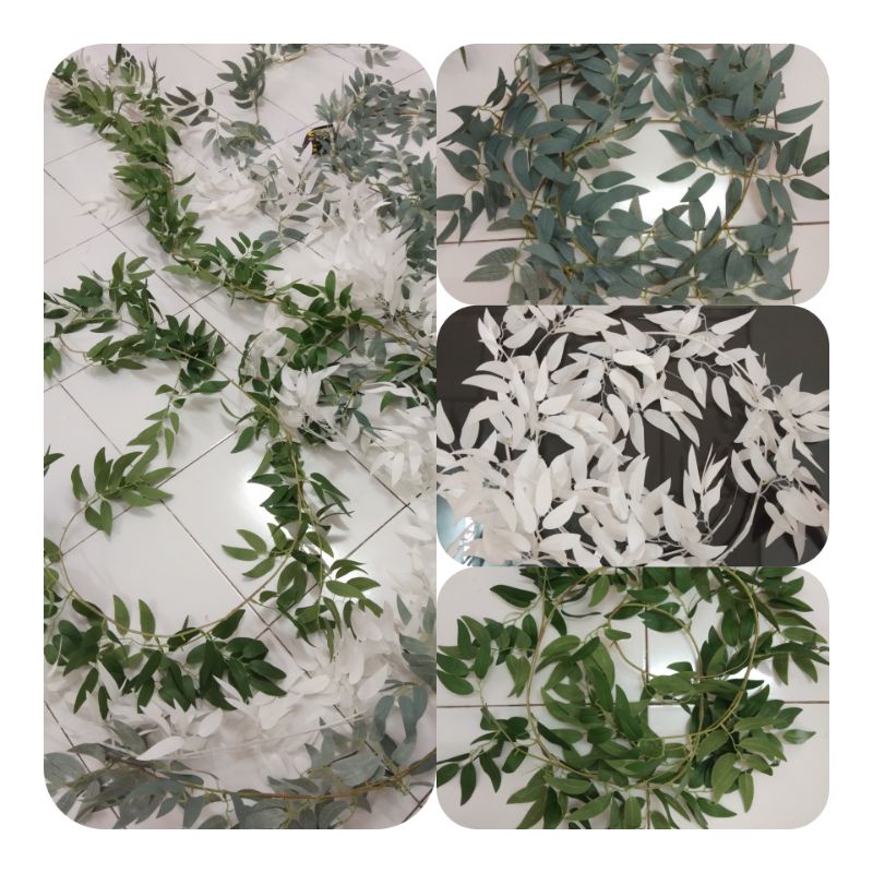 ส่งไว ขายถูก.เถาวัลย์ใบไม้ ใบไม้เลื้อย ช่อใบยูคาปลอม ช่อใบสน
