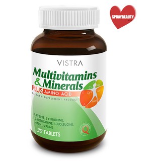 VISTRA Multivitamins &amp; Minerals Plus AMINO Acid วิสทร้า มัลติวิตามินและแร่ธาตุผสมกรดอะมิโน (30 เม็ด)