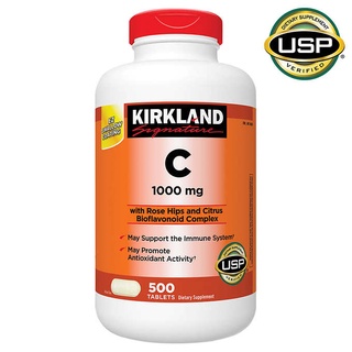 Exp:07/25 Kirkland Signature Vitamin C with Rose Hips and Citrus Bioflavonoid Complex (1000 mg)พร้อมส่ง ที่ไทย