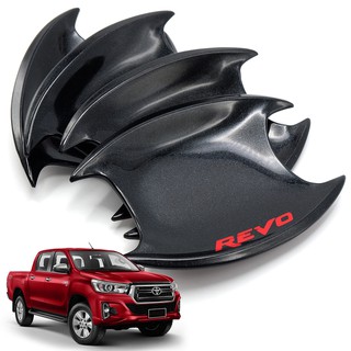 เบ้ากลม ดำเงา+โลโก้แดง "REVO" Toyota Hilux Revo Rocco ปี 2015-2018