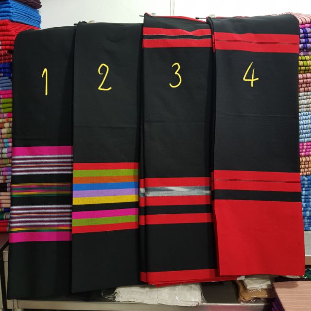 ผ้าซิ่นพื้นดำ ราคาถูกผ้าชิ้นยังไม่ได้เย็บ