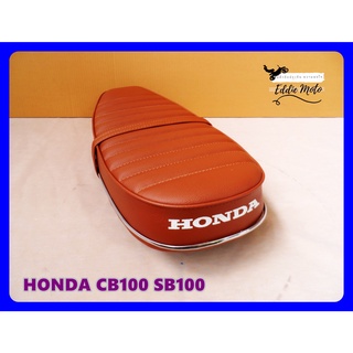 HONDA CB100 SB100 "BROWN" COMPLETE SEAT with "CHROME" TRIM  // เบาะ เบาะมอเตอร์ไซค์ สีน้ำตาลลอน มีคิ้วโครเมี่ยม