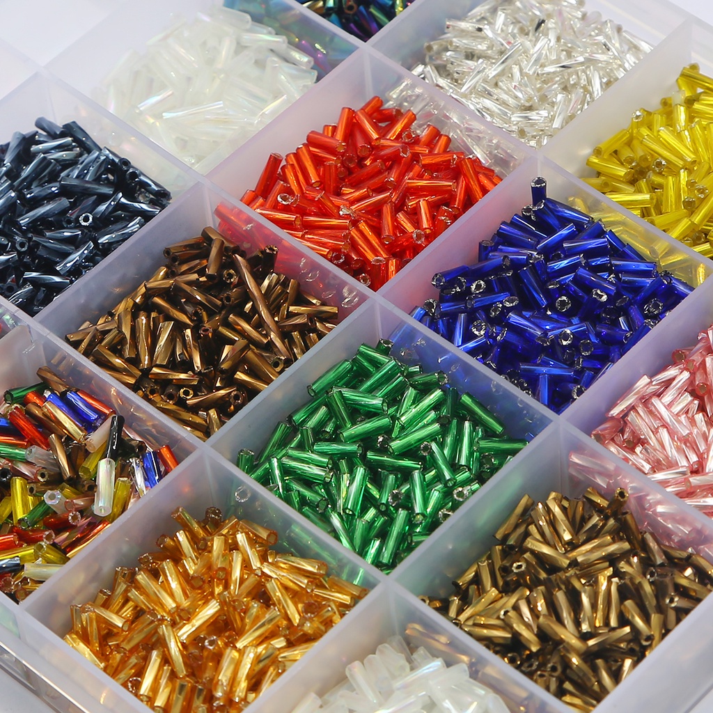 300ชิ้น2x6มิลลิเมตร มุติคัลเลอร์ หลอดเกลียวลูกปัดแก้วข้าวลูกปัดสําหรับเครื่องประดับ ทําเอง ทําต่างหูสร้อยข้อมือ