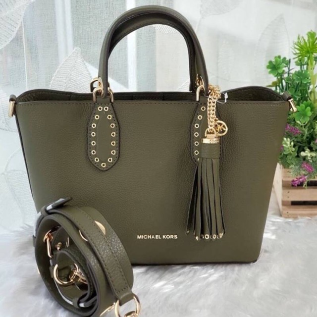 mk brooklyn small leather satchel