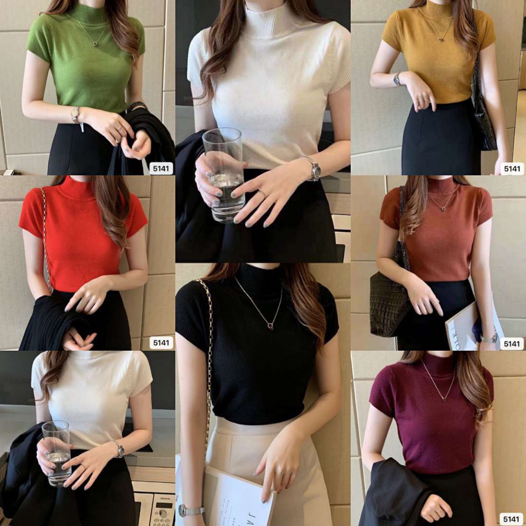 *Miki-Shop* พร้อมส่งเสื้อยืดไหมพรมขนมิ้งมี14สี ผ้านิ่มมาก เสื้อยืดแฟชั่น กึ่งคอเต่า สไตร์สาวเกาหลี5141