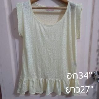 👕เนื้อยืดสีเหลืองอ่อน แขนกุด👕