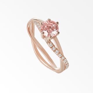 A.CEMI Swirl Ring แหวนเงินแท้ ชุบทอง 18K โรสโกลว์