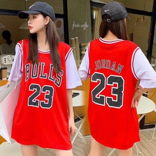 เสื้อบาสเก็ Chicago Bulls Basketball Uniform NO.23 Jersey Short Sleeve Shirt Sports Jersey Loose T-shirt for Women Girls Boys Men