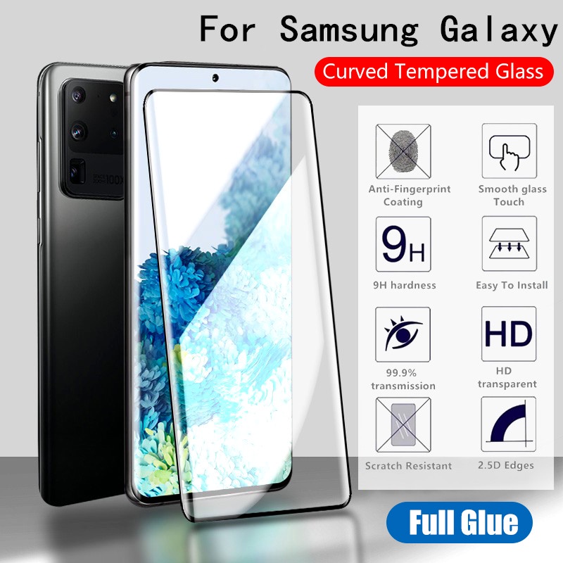 ฟิล์มกระจกนิรภัยกันรอยหน้าจอสําหรับ Samsung Galaxy S21 Ultra/S21+ 5G/S20 Ultra/S20/S21 Fe/S10 5G/S8/S9+/Note 8 9 10/Note 20 10+/S7/S6 Edge