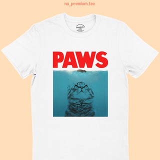 เสื้อยืดลาย แมว PAWS แนวล้อเลียนหนังคลาสสิค JAWS