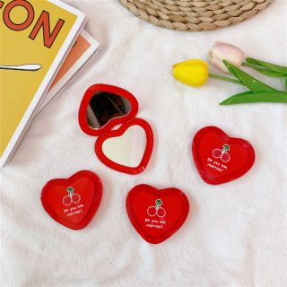 🌠พร้อมส่ง🌠~ กระจกพับเชอร์รี่รูปทรงหัวใจแบบพกพา ~