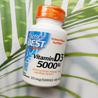 วิตามินดีสาม Vitamin D3 5,000 IU 180 Softgels (Doctors Best®) D-3