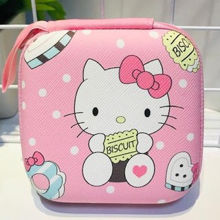 KITTY กล่องเก็บสายชาร์จ   กล่องใส่ PWB  ,, หูฟัง , เอนกประสงค์, Size M ลาย hello kitty biscuit M งานดี evaกันกระแทก MNN