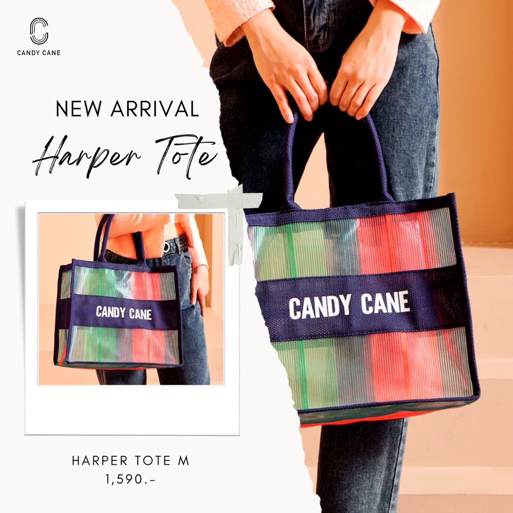 CANDY CANE BAG- Harper Tote Size M