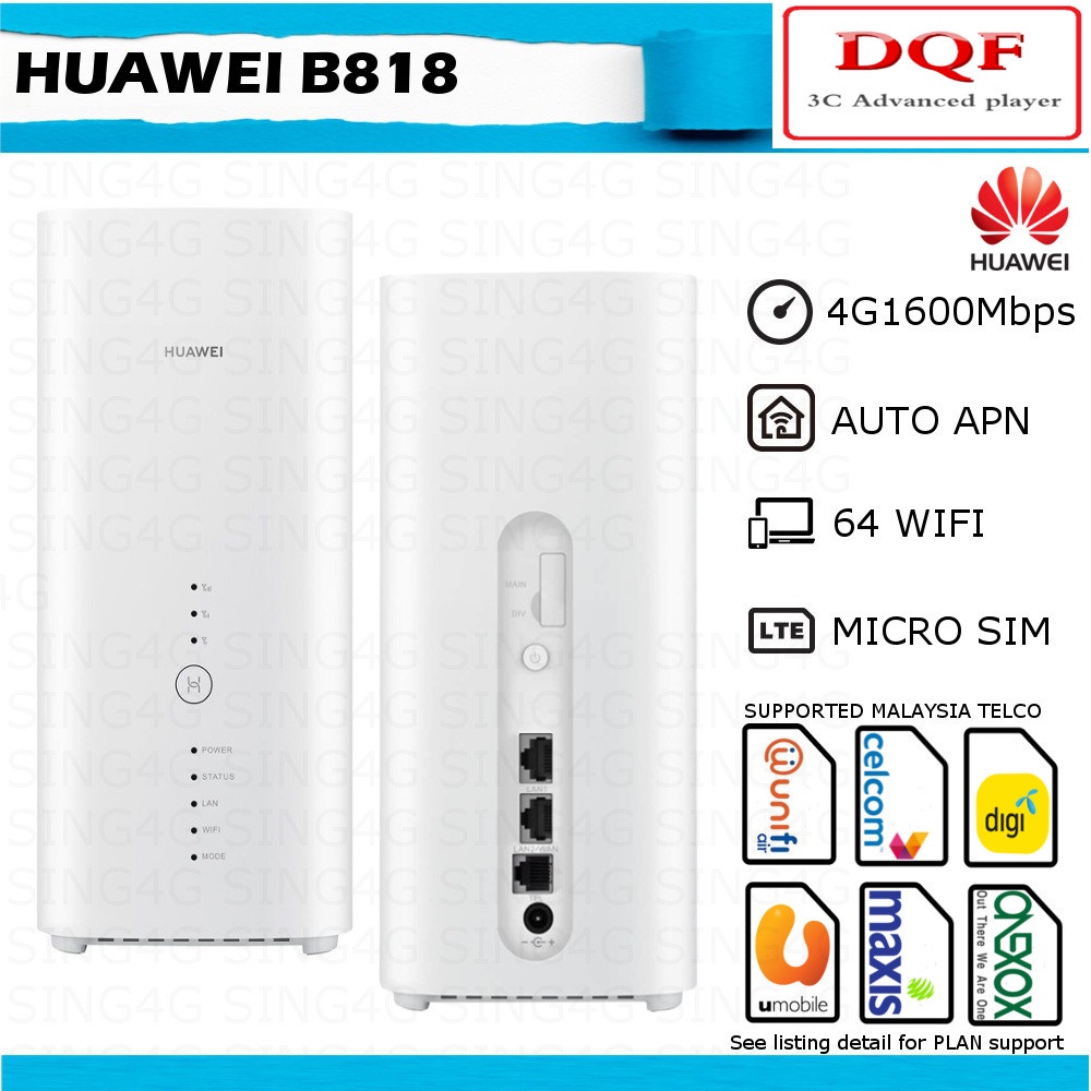 Huawei B818 B818-263 4G LTE 1600 Mbps Cat19 5CA 4X4 MIMO Sim Card ...