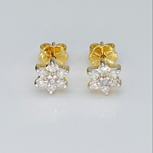 ต่างหูเพชรแท้เกสรทองคำแท้9k