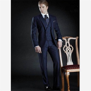 ใหม่คลาสสิกผู้ชายชุด Smolking Noivo Terno Slim Fit Easculino ชุดราตรีชุดสำหรับชาย Navy Blue เจ้าบ่าว Tuxedos Notch lapel