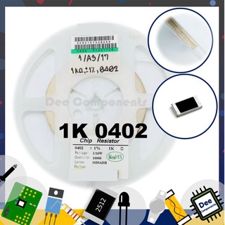 1K Ohm 0402 ±1% 62.5 mW ±100ppm/℃ 0402WGF1001TCE ROYAL OHM  1-A3-17 (ขายยกแพ็ค 1 แพ็ค มี 100 ชิ้น)