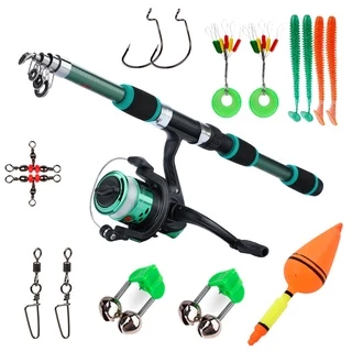 Sougayilang ชุดคันเบ็ดตกปลา แบบพกพา 1.8 เมตร รอกสาย ล่อคอมโบ คันเบ็ดยืดไสลด์ ครบชุด