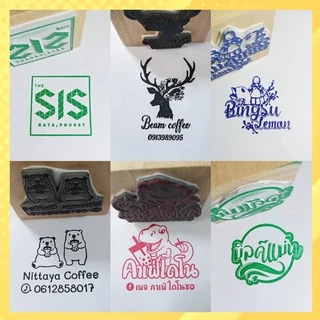 ตรายางปั้มแก้วปั้มพลาสติก (ลายการ์ตูนlogo ออกแบบได้ตามต้องการ) หมึกปั้มได้ทุกวัสดุ หมึกกันน้ำ ใช้แทนการสกรีน