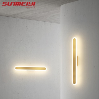 Sunmeiyi โคมไฟติดผนัง LED สีทอง สีดํา สไตล์โมเดิร์น สําหรับตกแต่งห้องนอน ห้องนั่งเล่น